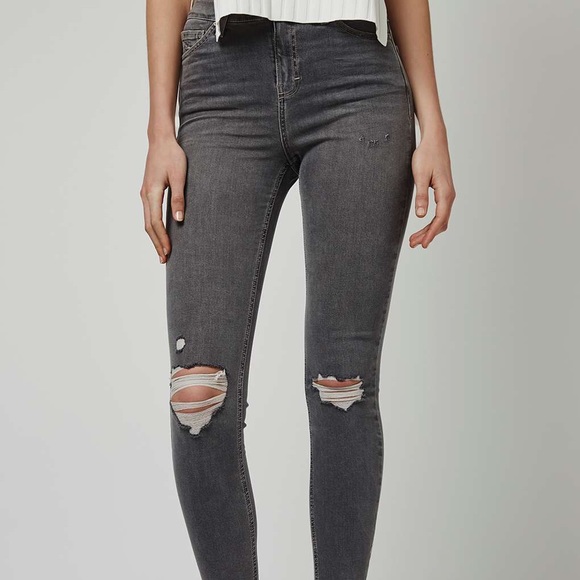 TOPSHOP MOTTO GREY JEANS - Picture 1 of 5